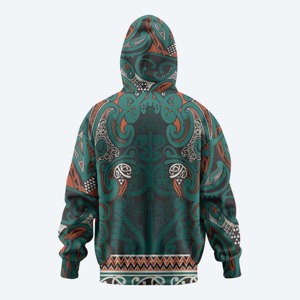 Aotearoa Iwi Ngāti Maru Taranaki Hoodie Maori Wharenui House Tribal Pattern