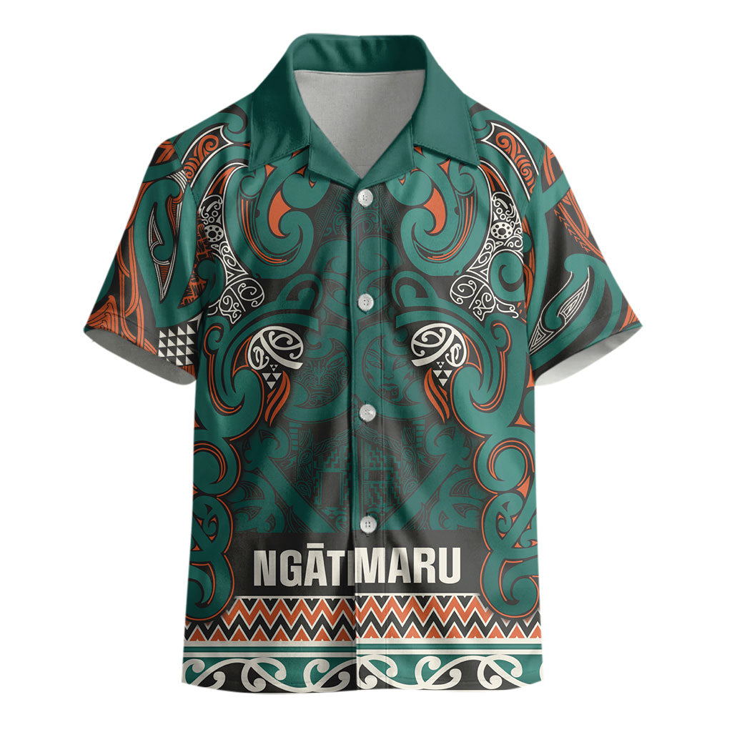 Aotearoa Iwi Ngāti Maru Taranaki Kid Hawaiian Shirt Maori Wharenui House Tribal Pattern