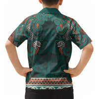Aotearoa Iwi Ngāti Maru Taranaki Kid Hawaiian Shirt Maori Wharenui House Tribal Pattern