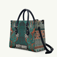 Aotearoa Iwi Ngāti Maru Taranaki Leather Bag Maori Wharenui House Tribal Pattern