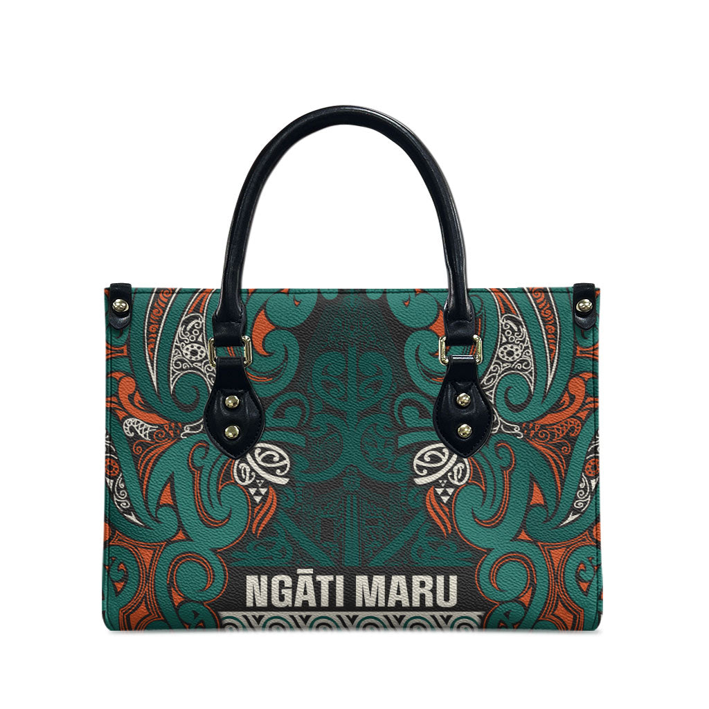 Aotearoa Iwi Ngāti Maru Taranaki Leather Bag Maori Wharenui House Tribal Pattern