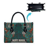 Aotearoa Iwi Ngāti Maru Taranaki Leather Bag Maori Wharenui House Tribal Pattern