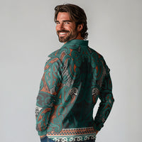 Aotearoa Iwi Ngāti Maru Taranaki Long Sleeve Polo Shirt Maori Wharenui House Tribal Pattern