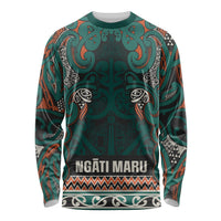 Aotearoa Iwi Ngāti Maru Taranaki Long Sleeve Shirt Maori Wharenui House Tribal Pattern