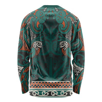 Aotearoa Iwi Ngāti Maru Taranaki Long Sleeve Shirt Maori Wharenui House Tribal Pattern