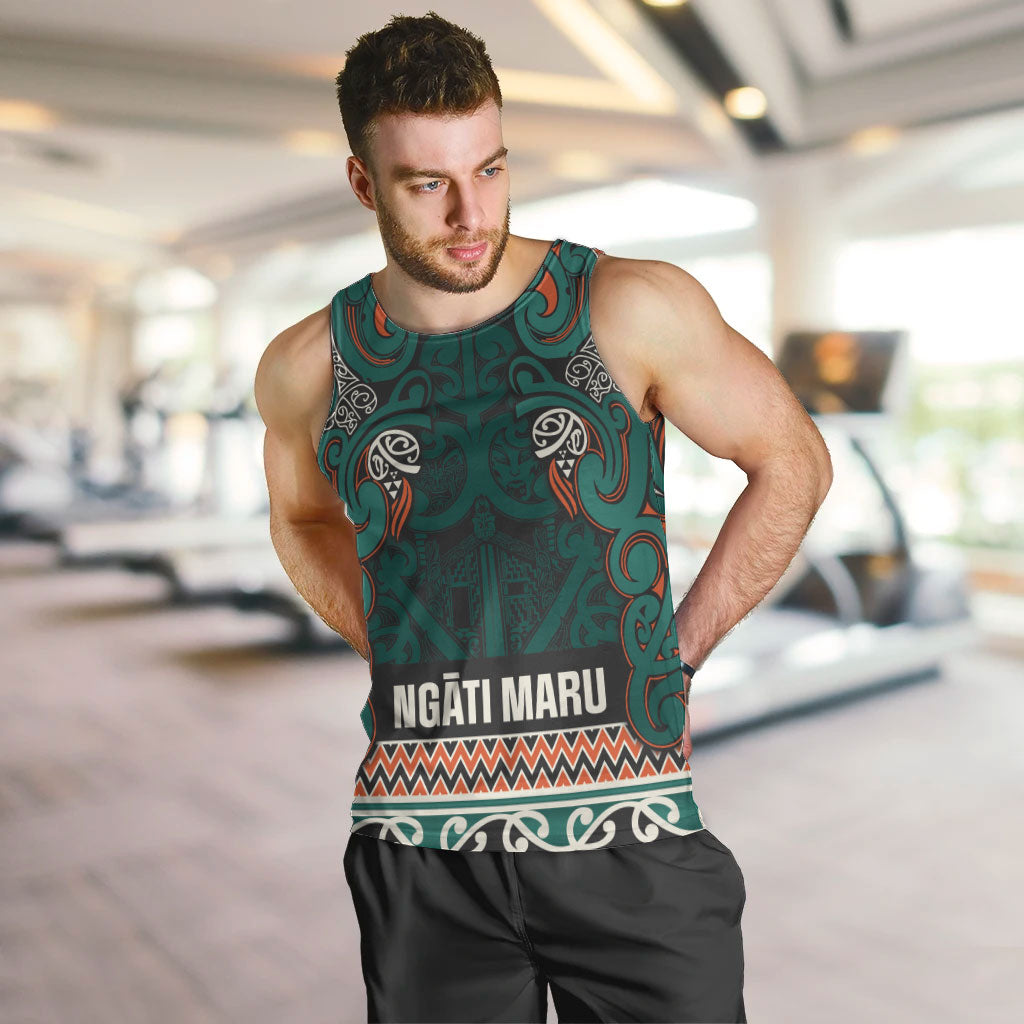 Aotearoa Iwi Ngāti Maru Taranaki Men Tank Top Maori Wharenui House Tribal Pattern