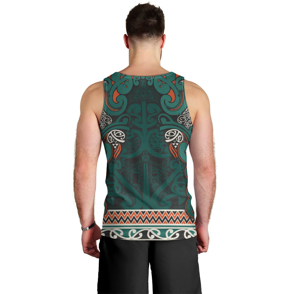 Aotearoa Iwi Ngāti Maru Taranaki Men Tank Top Maori Wharenui House Tribal Pattern