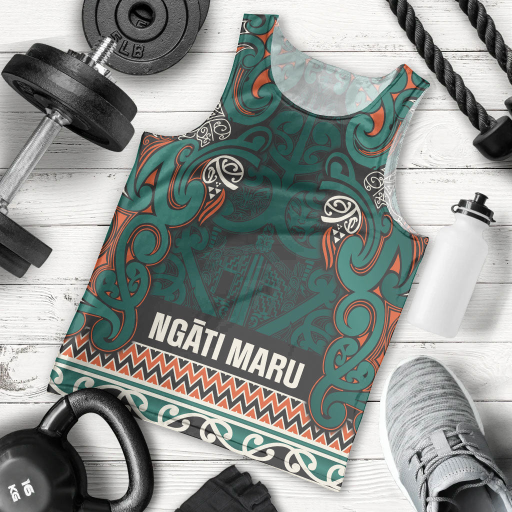 Aotearoa Iwi Ngāti Maru Taranaki Men Tank Top Maori Wharenui House Tribal Pattern