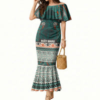 Aotearoa Iwi Ngāti Maru Taranaki Mermaid Dress Maori Wharenui House Tribal Pattern