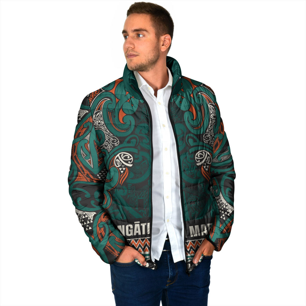 Aotearoa Iwi Ngāti Maru Taranaki Padded Jacket Maori Wharenui House Tribal Pattern