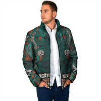 Aotearoa Iwi Ngāti Maru Taranaki Padded Jacket Maori Wharenui House Tribal Pattern