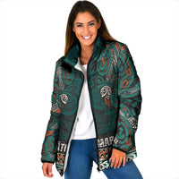 Aotearoa Iwi Ngāti Maru Taranaki Padded Jacket Maori Wharenui House Tribal Pattern
