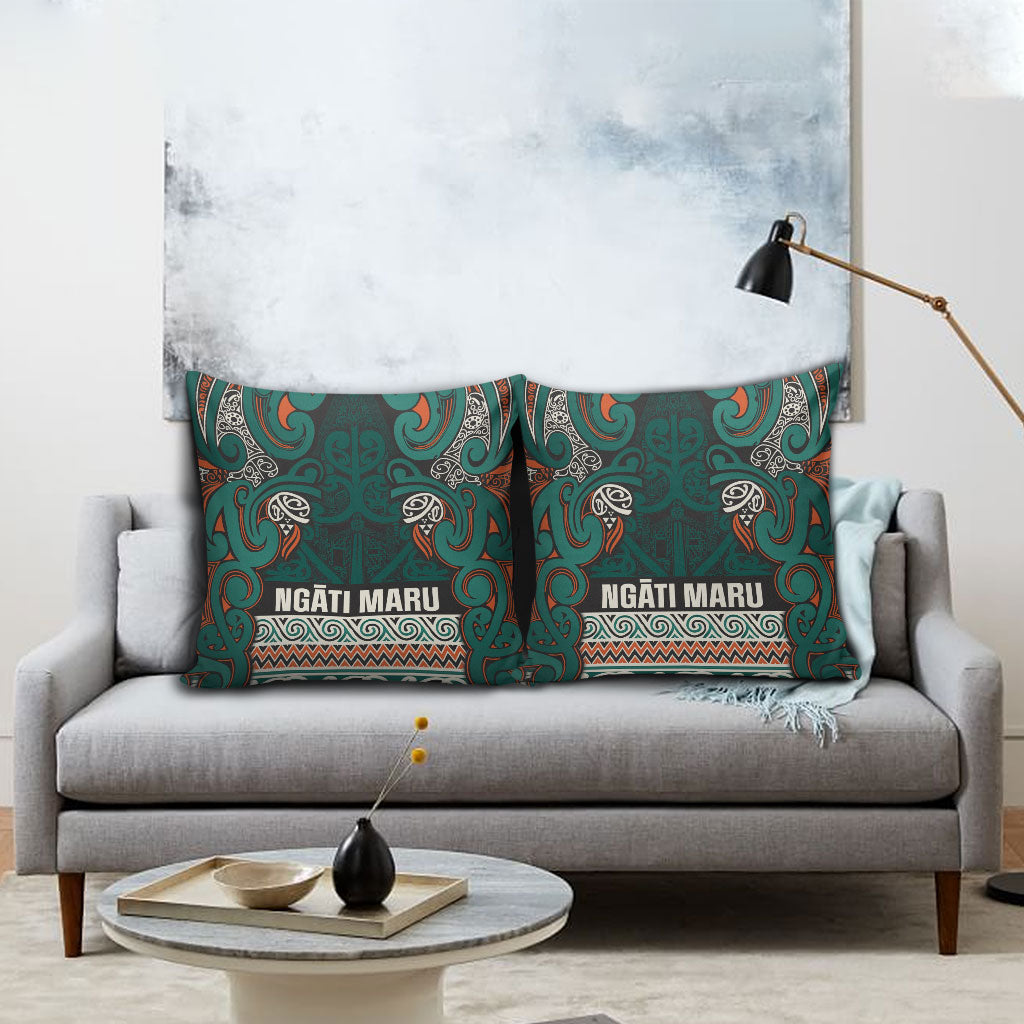 Aotearoa Iwi Ngāti Maru Taranaki Pillow Cover Maori Wharenui House Tribal Pattern