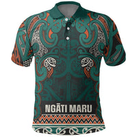 Aotearoa Iwi Ngāti Maru Taranaki Polo Shirt Maori Wharenui House Tribal Pattern