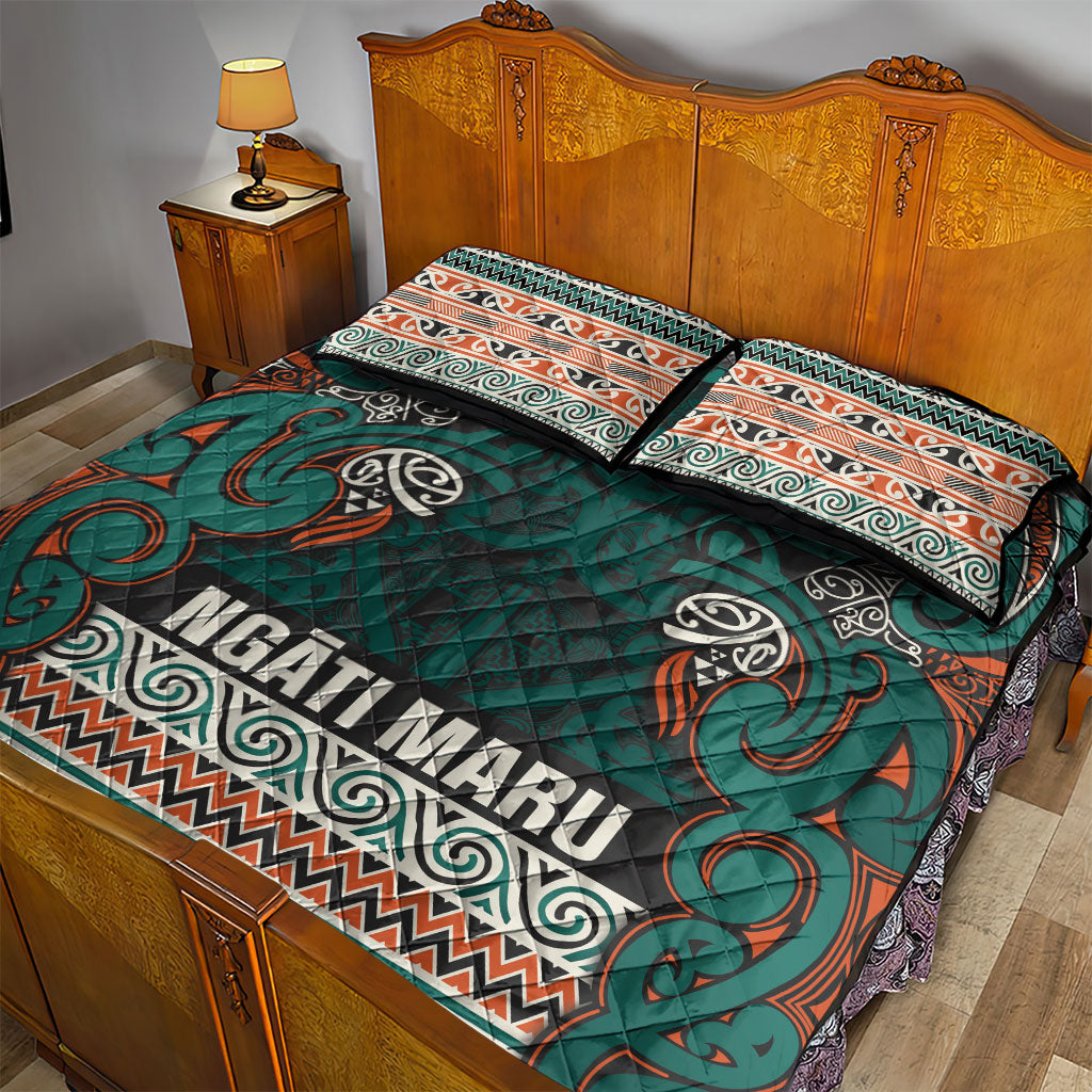 Aotearoa Iwi Ngāti Maru Taranaki Quilt Bed Set Maori Wharenui House Tribal Pattern