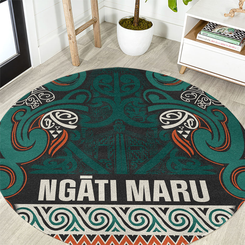 Aotearoa Iwi Ngāti Maru Taranaki Round Carpet Maori Wharenui House Tribal Pattern