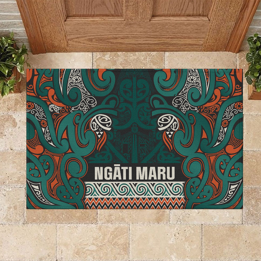 Aotearoa Iwi Ngāti Maru Taranaki Rubber Doormat Maori Wharenui House Tribal Pattern