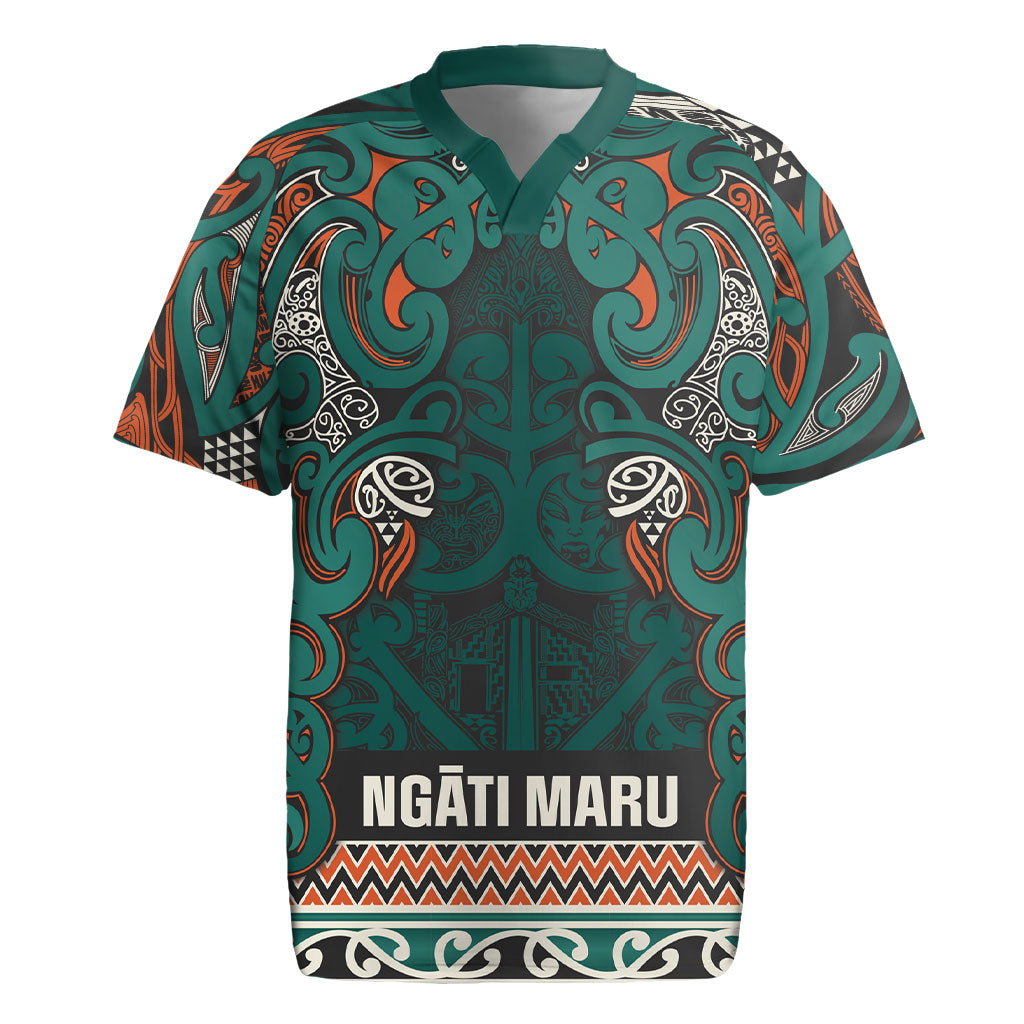Aotearoa Iwi Ngāti Maru Taranaki Rugby Jersey Maori Wharenui House Tribal Pattern