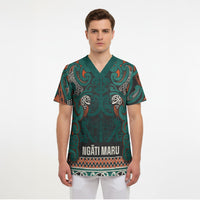 Aotearoa Iwi Ngāti Maru Taranaki Scrub Top Maori Wharenui House Tribal Pattern