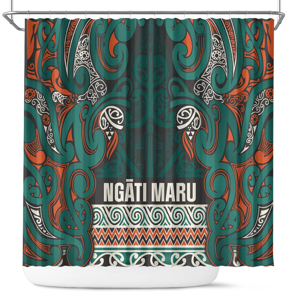 Aotearoa Iwi Ngāti Maru Taranaki Shower Curtain Maori Wharenui House Tribal Pattern