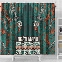 Aotearoa Iwi Ngāti Maru Taranaki Shower Curtain Maori Wharenui House Tribal Pattern