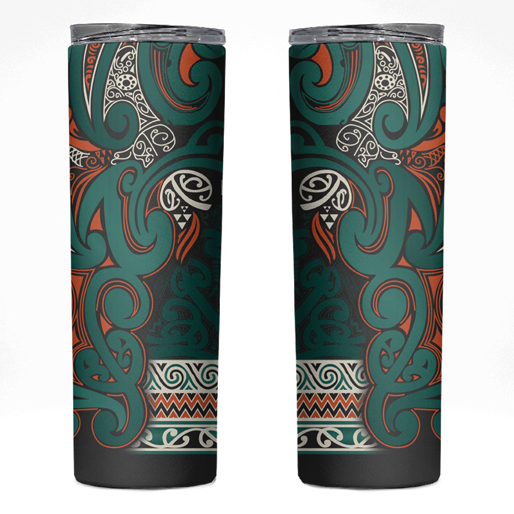 Aotearoa Iwi Ngāti Maru Taranaki Skinny Tumbler Maori Wharenui House Tribal Pattern
