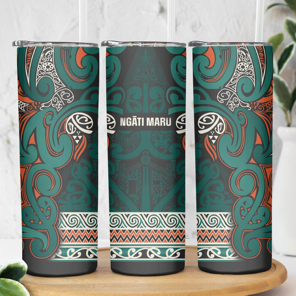 Aotearoa Iwi Ngāti Maru Taranaki Skinny Tumbler Maori Wharenui House Tribal Pattern