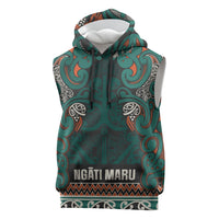 Aotearoa Iwi Ngāti Maru Taranaki Sleeveless Hoodie Maori Wharenui House Tribal Pattern