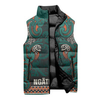 Aotearoa Iwi Ngāti Maru Taranaki Sleeveless Puffer Jacket Maori Wharenui House Tribal Pattern