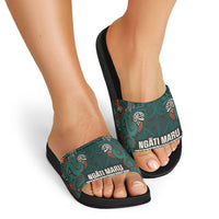 Aotearoa Iwi Ngāti Maru Taranaki Slide Sandals Maori Wharenui House Tribal Pattern