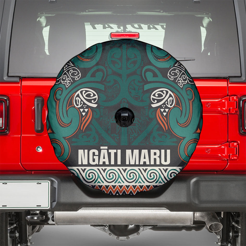 Aotearoa Iwi Ngāti Maru Taranaki Spare Tire Cover Maori Wharenui House Tribal Pattern