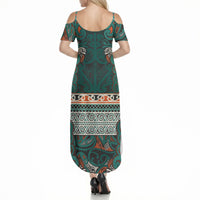 Aotearoa Iwi Ngāti Maru Taranaki Summer Maxi Dress Maori Wharenui House Tribal Pattern