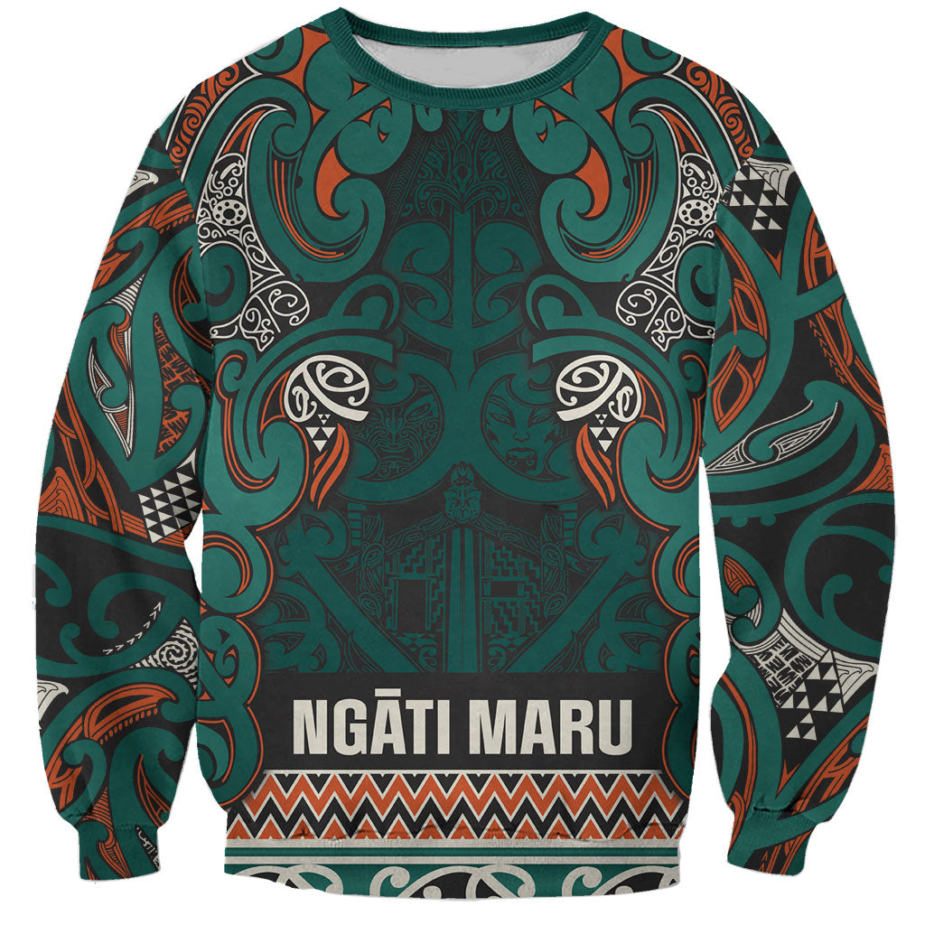 Aotearoa Iwi Ngāti Maru Taranaki Sweatshirt Maori Wharenui House Tribal Pattern