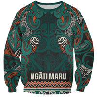 Aotearoa Iwi Ngāti Maru Taranaki Sweatshirt Maori Wharenui House Tribal Pattern