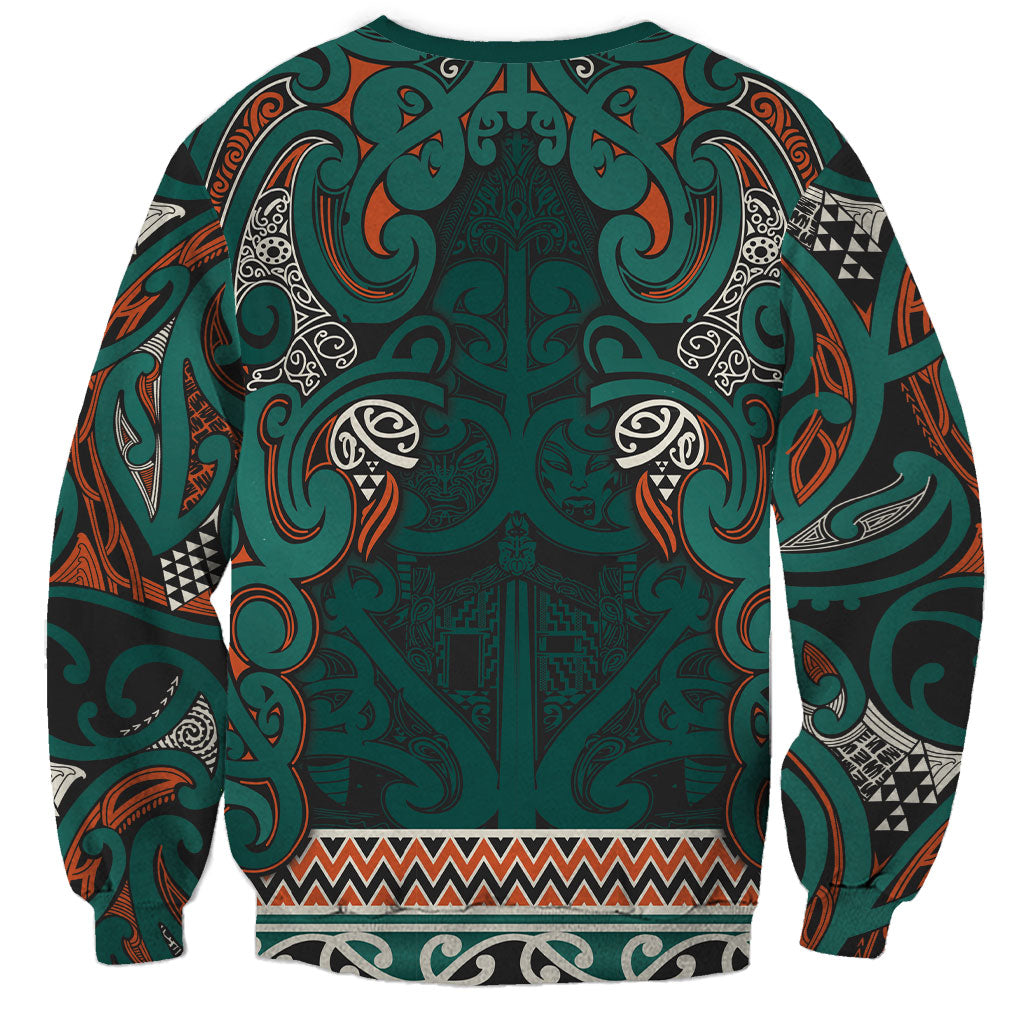 Aotearoa Iwi Ngāti Maru Taranaki Sweatshirt Maori Wharenui House Tribal Pattern