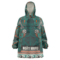 Aotearoa Iwi Ngāti Maru Taranaki Wearable Blanket Hoodie Maori Wharenui House Tribal Pattern