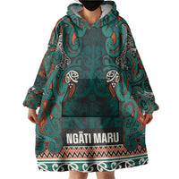 Aotearoa Iwi Ngāti Maru Taranaki Wearable Blanket Hoodie Maori Wharenui House Tribal Pattern