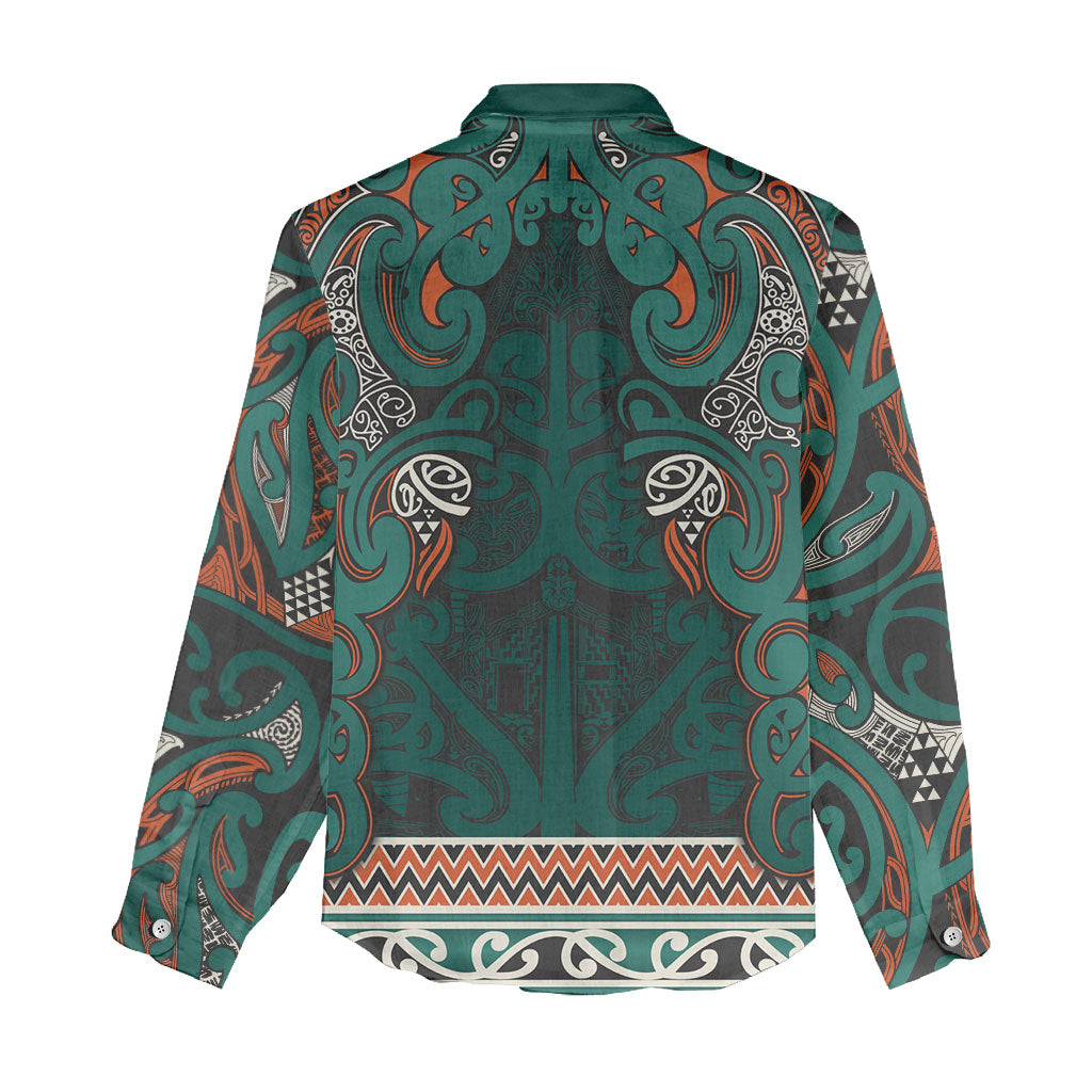 Aotearoa Iwi Ngāti Maru Taranaki Women Casual Shirt Maori Wharenui House Tribal Pattern