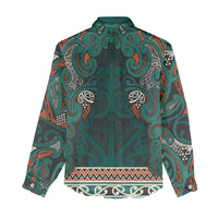 Aotearoa Iwi Ngāti Maru Taranaki Women Casual Shirt Maori Wharenui House Tribal Pattern