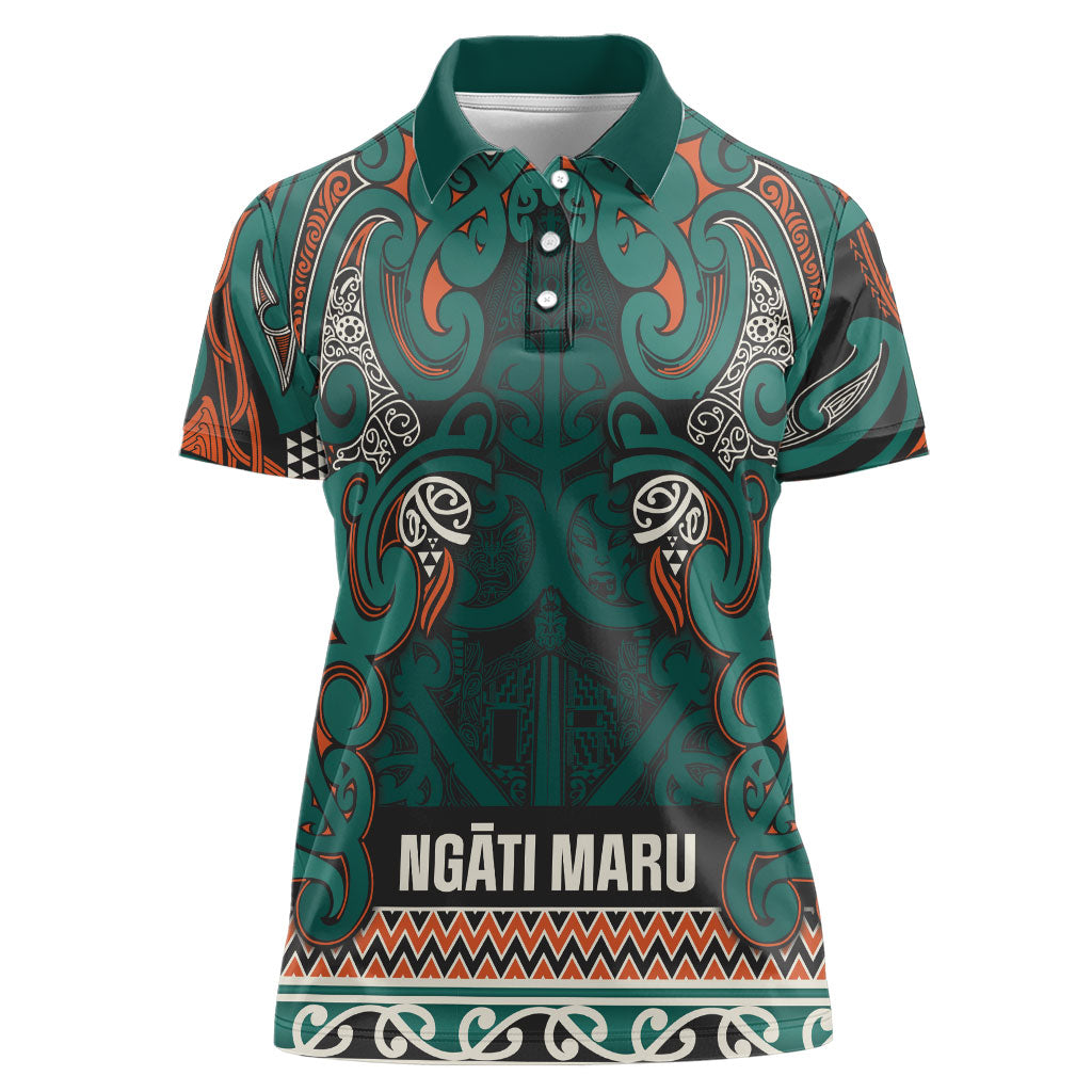 Aotearoa Iwi Ngāti Maru Taranaki Women Polo Shirt Maori Wharenui House Tribal Pattern