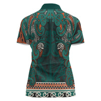 Aotearoa Iwi Ngāti Maru Taranaki Women Polo Shirt Maori Wharenui House Tribal Pattern