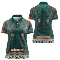 Aotearoa Iwi Ngāti Maru Taranaki Women Polo Shirt Maori Wharenui House Tribal Pattern