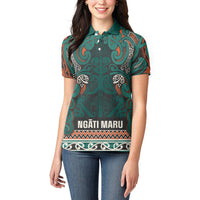 Aotearoa Iwi Ngāti Maru Taranaki Women Polo Shirt Maori Wharenui House Tribal Pattern