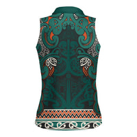 Aotearoa Iwi Ngāti Maru Taranaki Women Sleeveless Polo Shirt Maori Wharenui House Tribal Pattern