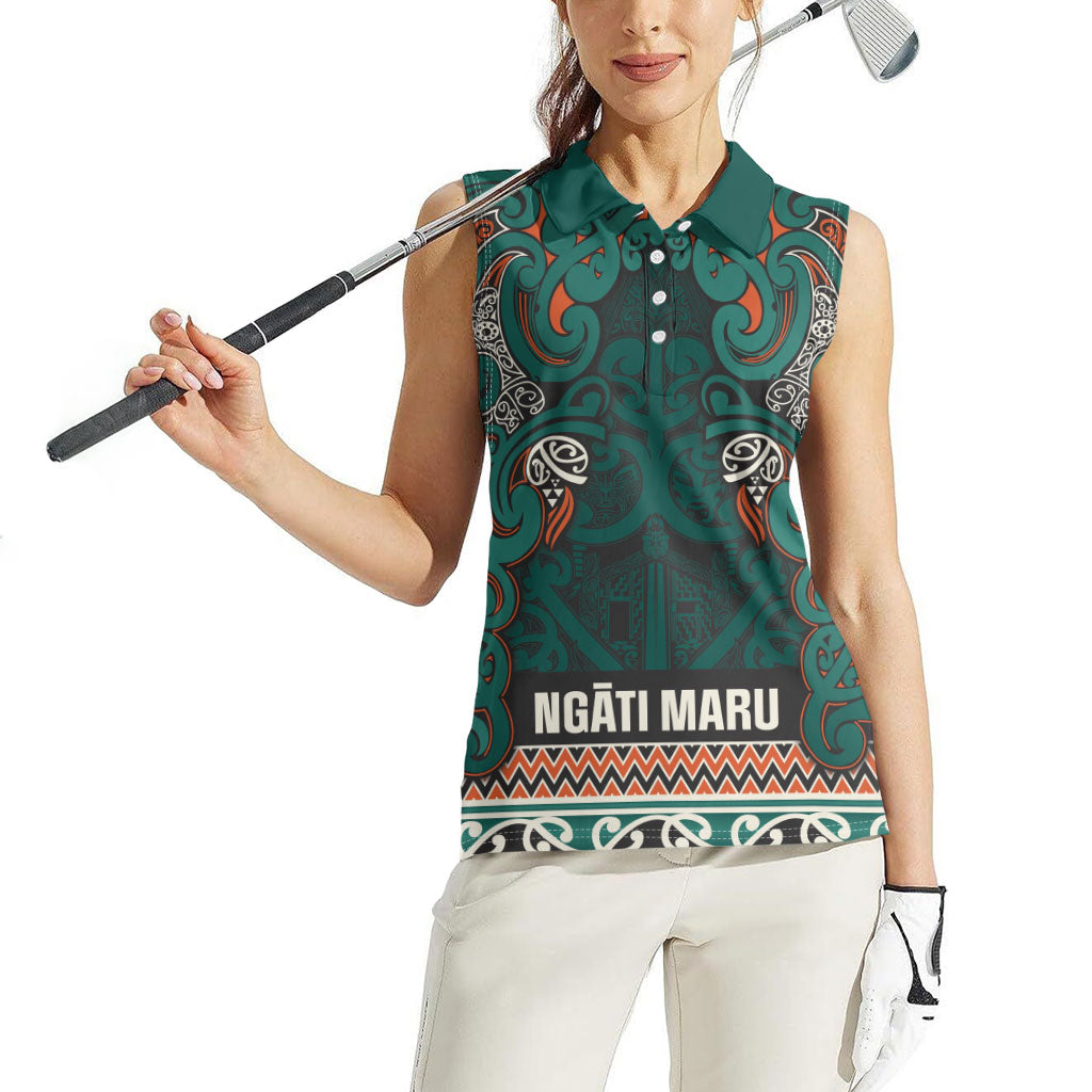 Aotearoa Iwi Ngāti Maru Taranaki Women Sleeveless Polo Shirt Maori Wharenui House Tribal Pattern