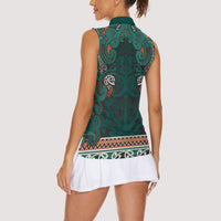 Aotearoa Iwi Ngāti Maru Taranaki Women Sleeveless Polo Shirt Maori Wharenui House Tribal Pattern