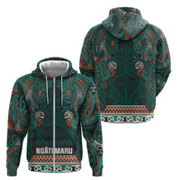 Aotearoa Iwi Ngāti Maru Taranaki Zip Hoodie Maori Wharenui House Tribal Pattern