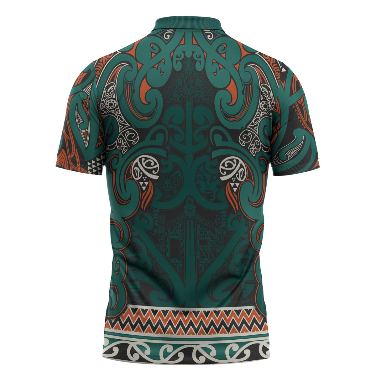 Aotearoa Iwi Ngāti Maru Taranaki Zipper Polo Shirt Maori Wharenui House Tribal Pattern