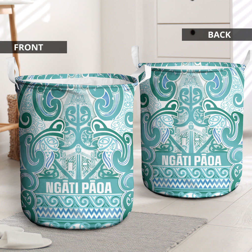 Aotearoa Iwi Ngati Paoa Laundry Basket Maori Wharenui House Tribal Pattern
