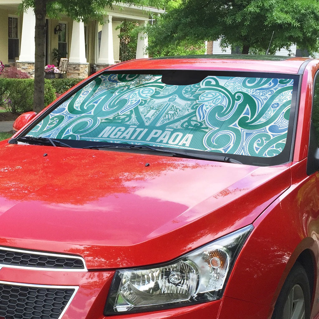 Aotearoa Iwi Ngati Paoa Auto Sun Shade Maori Wharenui House Tribal Pattern